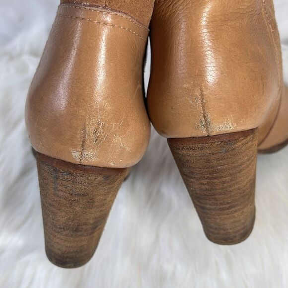 Kate Spade Luckie Tan Leather/Suede Distressed Booties Sz 8 - Picture 7 of 10